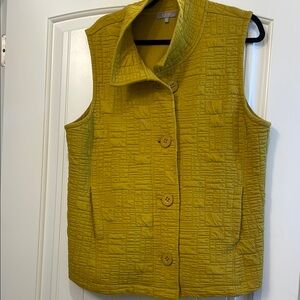 Yellow Quilted Button-Up Vest